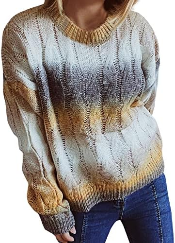 Autono de suéter de inverno feminino e impressão de malha de malha comprida suéter de suéter de pulôver
