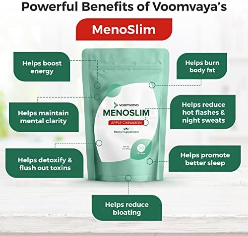 Voomvaya Menoslim - Cohosh preto para a menopausa - alívio por inchaço, ondas de calor, suores noturnos, fadiga, meno
