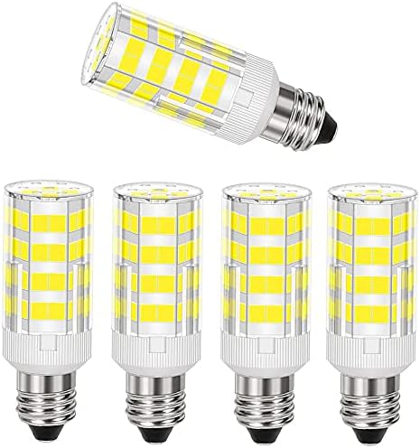 Yujiu [LED E11 de 5 pacotes, lâmpadas LED e E11 totalmente, 4W 40W-50W equivalente, 350 lm, luz do dia 6000k, mini-base de candelabros E11, JD T3/T4 ângulo de feixe de 360 ​​graus para iluminação decorativa.