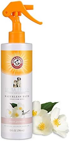 Arm & Hammer para animais de estimação Spray de banho Ultra Fresh Waterless para cães em aroma branco de jasmim | Shampoo de cachorro seco, spray de cachorro | Shampoo de cachorro sem água e spray desodorizante para cães, perfume de desodorizante de spray para cães