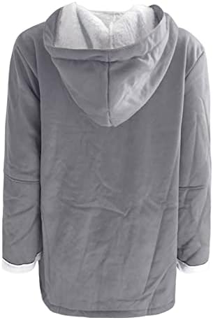 Pullover de manga comprida prdEcexlu para mulheres de túnica de túnica cair botão casual com capuz confortável flanela