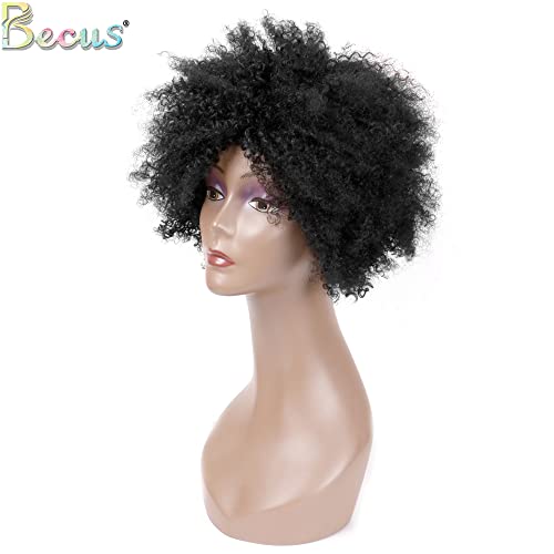 Becus peruca afro para mulheres negras humanas hiar curly peruca para mulheres negras sintéticas