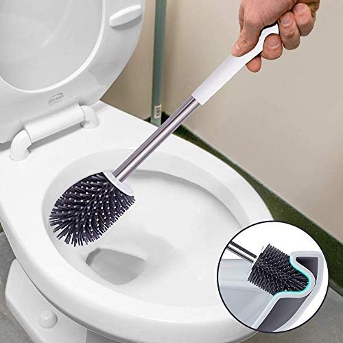 Squeegee de piso Boomjoy com 43 Extensão Longa alça e pincel de vaso sanitário e suporte do vaso sanitário Boomjoy