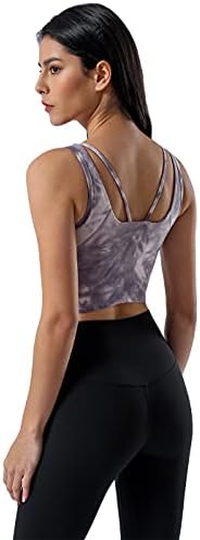 LONGLINE Sports Bras for Women Strappy Scheded Treping Tops Tops Yoga Ginks Running Crop Tops V Neck Cross Back