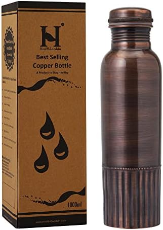 Acabamento antigo premium de garrafa de cobre pura, capacidade de 950 ml para benefícios para a saúde do ayurveda