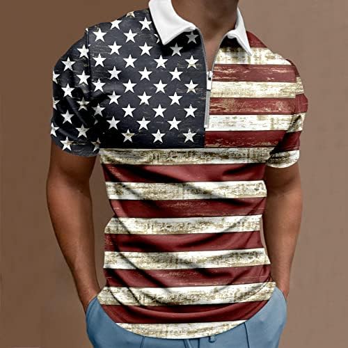 Ruiruilico American Flag Polo Camisetas para homens 4 de julho Patriótico camisetas de verão Casual Mangas curtas Polos