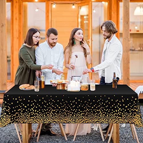 8 Pacote de mesa descartável Toca de mesa 54 x 108 Tampa retangular de mesa de ouro de ouro Black Tools Toalhas de mesa impermeáveis