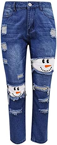Calça de fundo de jean sell para mulheres rasgadas jeans jeans tamanhos de boneco de neve Mulheres e calças calças emagrece