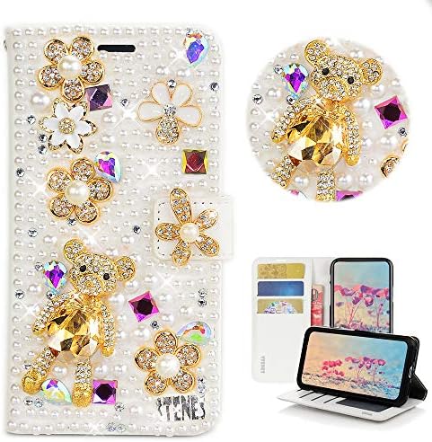 STENES BLING CARTELETE CASE COMPATÍVEL COM SONY XPEIA 1 - Elegante - 3D Floral Urrador Floral Design de Glitter Flip