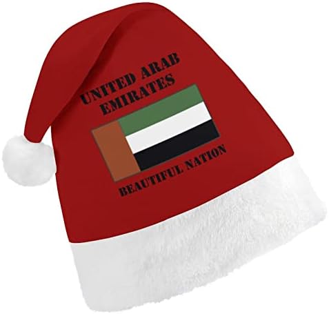Emirados Árabes Unidos Bandeira Plexh Chattle Hat de Chapéus de Papai Noel com Brim de pelúcia e Decoração de Natal de Liner Comfort