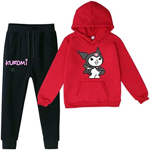 Visaml Kids Rastreos gráficos Kuromi Anime Sweatsuit Sweatshirt Sweatshirt e Sweatshirt para crianças