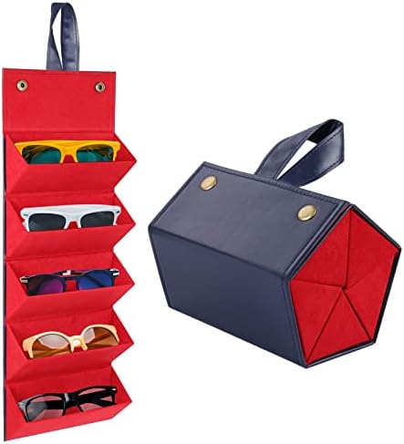 Organizador de óculos de sol Loghog 5 slots de viagem copos de viagem caixa dobrável múltipla pares caixa de armazenamento