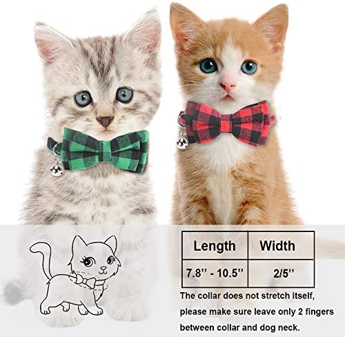 Malier 2 pacote colarinhos de gato de Natal com gravata borbole