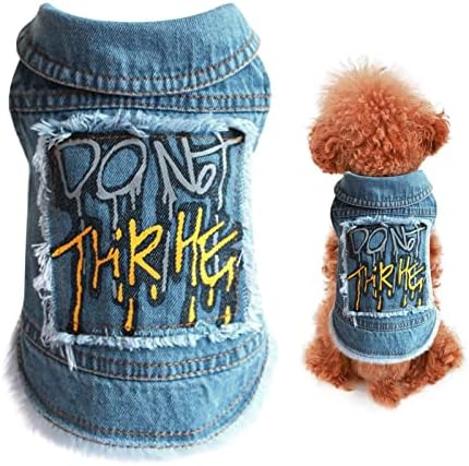 Honprad Fancy Dog Roupos para Ano Novo Jaqueta de Primavera de Moda para Pequenas Catos Camisa Jean Cool Breathable Pet Feminino