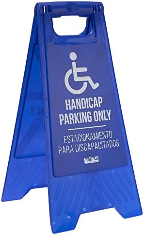 Placas de estacionamento de desvantagem - sinais de piso - sinalização azul bilíngue de dupla face, portátil e dobrável - placa de rua ao ar livre para estacionamento temporário deficiente reservado - negócios e eventos