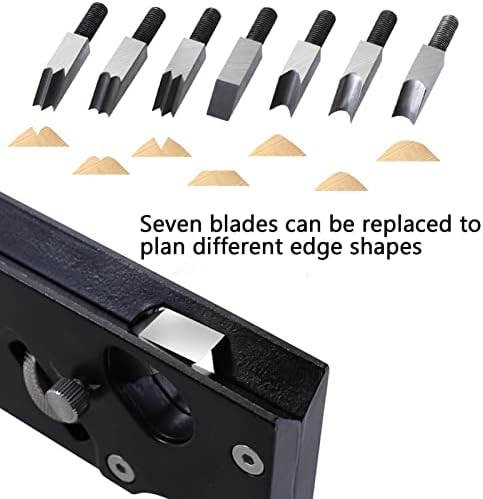 Plano de canto - plano de bloco de 45 °, plaina de chanfro para aparar rápido de borda, plaina de madeira portátil com 6 cabeças de cortador e uma chave de hexagon interna genérica