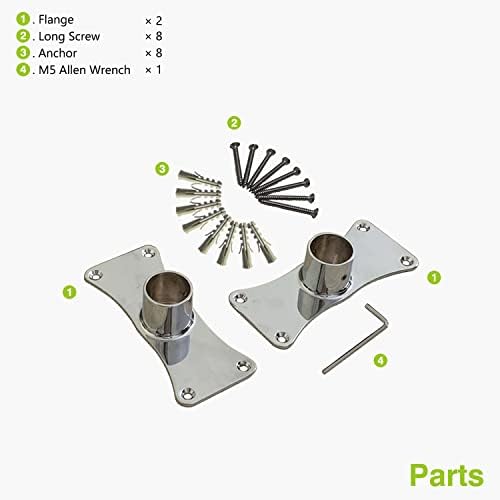 Flanges de barra de cortina de chuveiro Jumbo naiture, liga de zinco, conjunto de 2, acabamento cromado