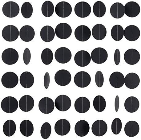 MOWO Black Paper Garland Circle Dots Decoration for Graduation Birthday Halloween Ano Novo Festa, 2,5 '' de diâmetro,