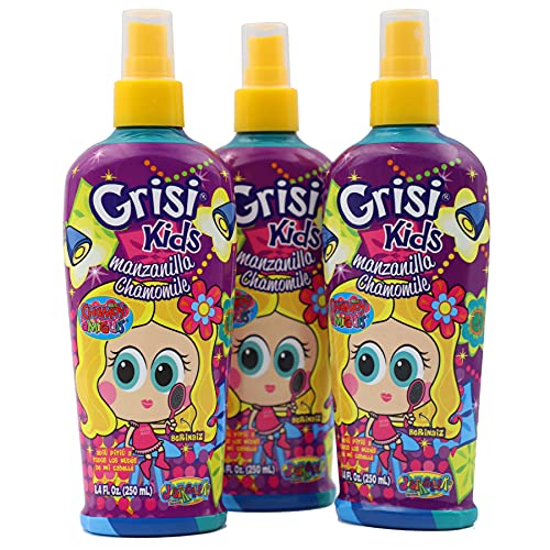 Grisi Kids Manzanilla Loção Definir e iluminar com spray de camomila, limpo, 3 pacote de 8,4 fl oz, 3 garrafas de spray