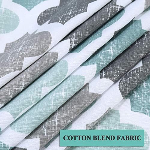 Cortina de chuveiro de tecido Haperlare, tecido de algodão aqua para chuveiros e banheiras, padrão geométrico de tecido