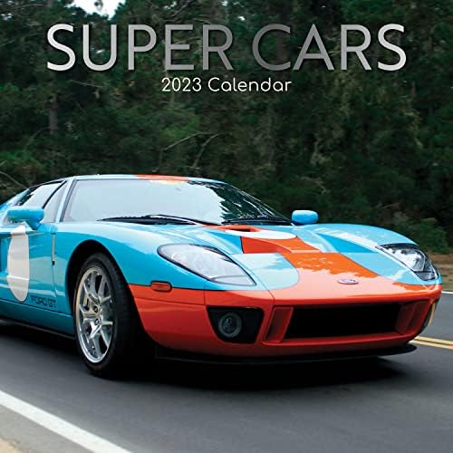 2023 Calendário de parede quadrada - Super Cars, Vista mensal de 12 x 12 polegadas, 16 meses, tema de transporte