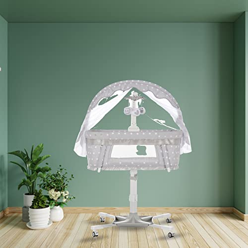 Sonhe On Me Breeze Berced Baby Bassinet em cinza, 5 posições de altura ajustável, bassinete portátil resistente e leve, lados de malha respirável com colchão impermeável