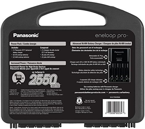 Panasonic Eneloop Power Pack, 8aa, 2aaa, 2 c adaptadores, 2 D adaptadores, carregador de bateria individual avançado e caixa