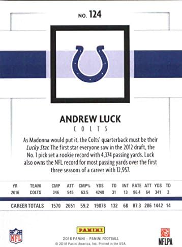 2018 Panini NFL Football 124 Andrew Luck Indianapolis Colts Cartão de negociação oficial