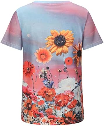 Camisa superior para meninas outono verão 2023 roupas de manga curta Crewneck Cotton Floral Graphic Brunch Tee A5 A5