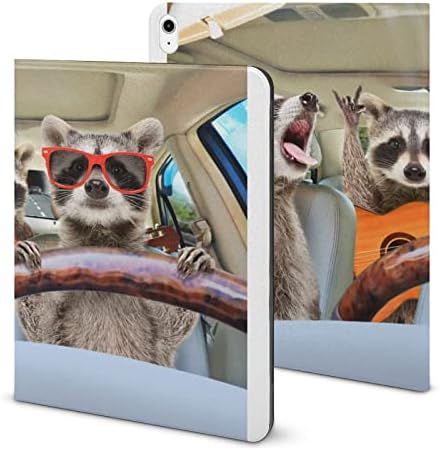 Caso do iPad 9th Generation, iPad Air 5th Generation Case, Raccoon engraçado sentado no carro Ipad Pro Ipad Case de 11 polegadas