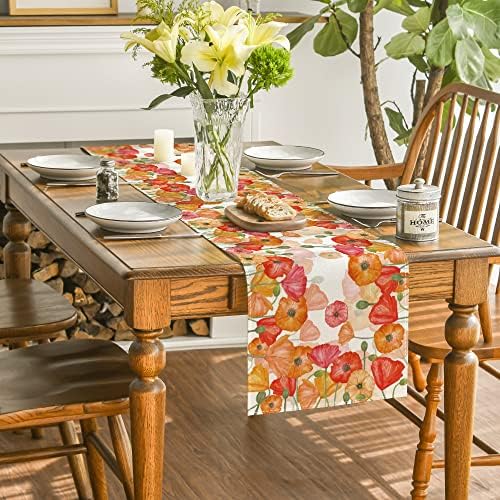 Modo ARTOID Aquarela Poppy Spring Table Runner, Sazonal Summer Holiday Kitchen Dining Table Decoration for Home Party Indoor