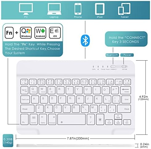 Caixa de teclado de Backlit de Detuosi para Samsung Galaxy Tab A7 Lite 8.7 2021, Visualização de vários ângulos