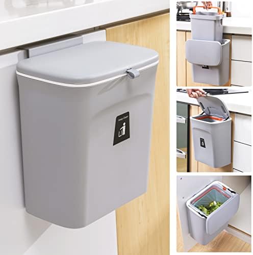 Tiyafuro atualizou o compartimento de compostagem de cozinha de 2,4 galões com balde interno, pendurando pequena lata de lata