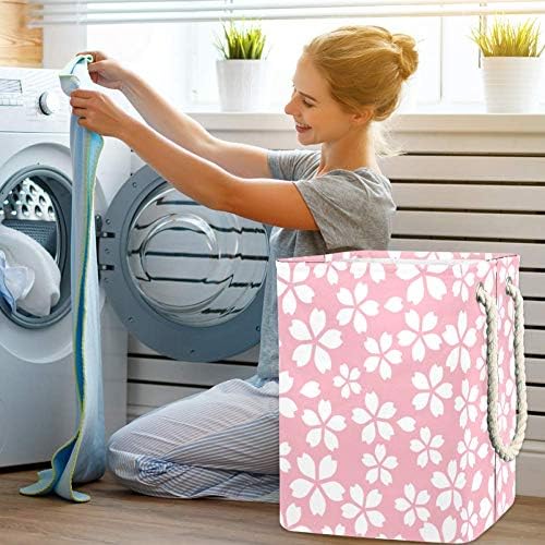 Padrão de flor de cerejeira Indomer 300d Oxford PVC Roupas impermeáveis ​​cestas de lavanderia grande para cobertores Toys de