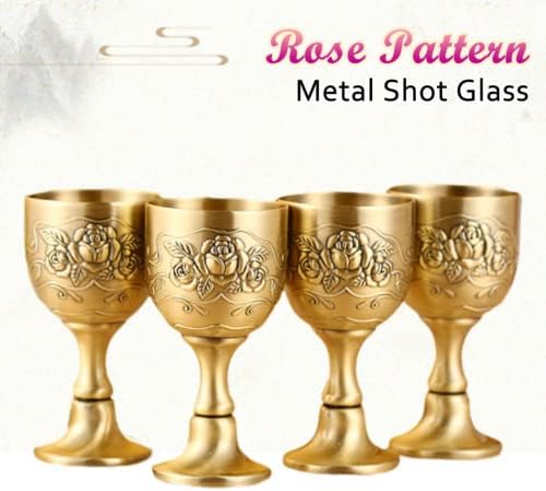 Dazhan Vintage Metal Gravando Padrão de Flor Shot Goblet Calice de vinho - Copo decorativo de flor em relevo para casa S+L 2pcs/set