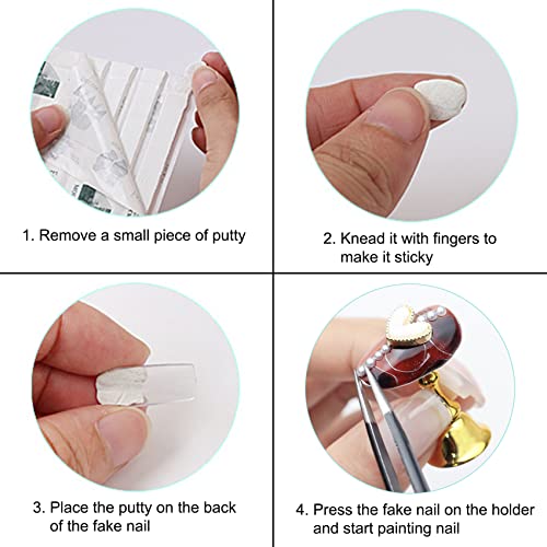 Suporte de unhas acrílico Hoxilob 1set com 42pcs reutiliza Putty Shape exclusiva Pressione no kit de unhas para pintar