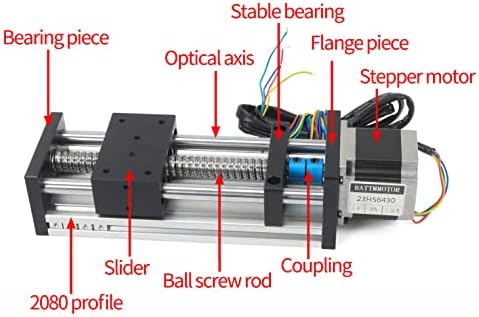 Rattmmotor ebx1605 200mm / 7,87 Atuador de estágio linear CNC, trilho de deslizamento linear de eixo óptico duplo e 1605 parafuso