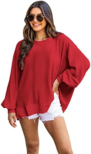 VNIRA Sorto de tamanho grande para mulheres Crew pescoço de manga longa Casual Sweetshirts Pullover Tops