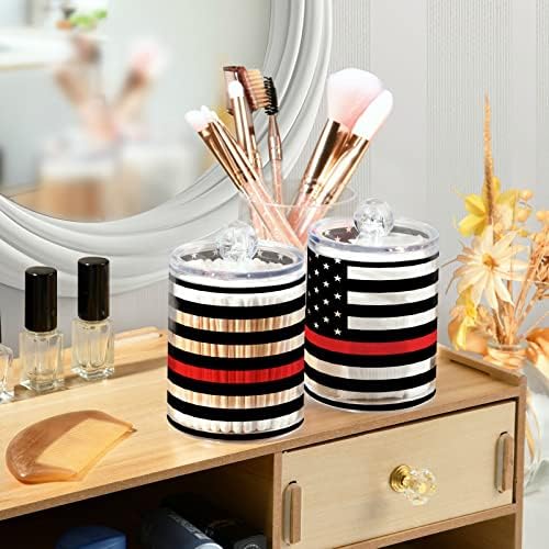 American Flag Cotton Swab Suports Recipientes de banheiro Jars com tampas conjuntos de algodão Round Boldre Round
