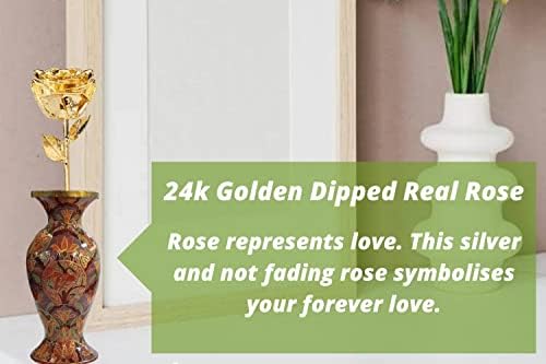 Siddhratan 24k Gold mergulhou rosa natural com belas caixa de coração