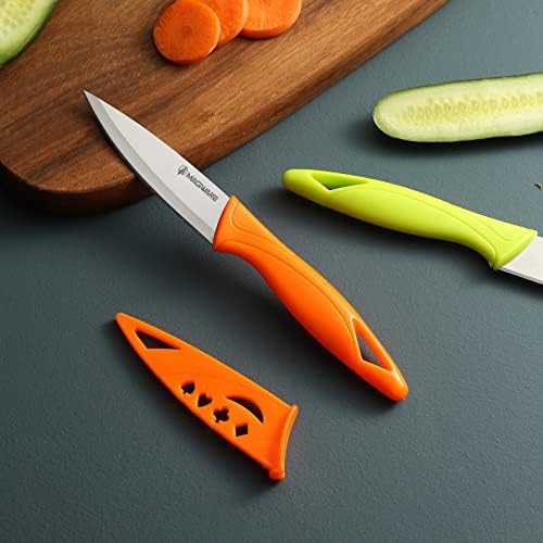 Faca de paring de magiware, 8pcs de faca de distribuição com tampa, faca de frutas de legumes de cozinha arco -íris, maçaneta