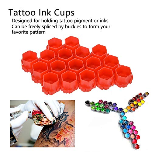 Copos de tinta de tatuagem, 200pcs Honeycomb Shape Pigmment Cups Supplies de maquiagem permanente para tatuagens de tatuagem