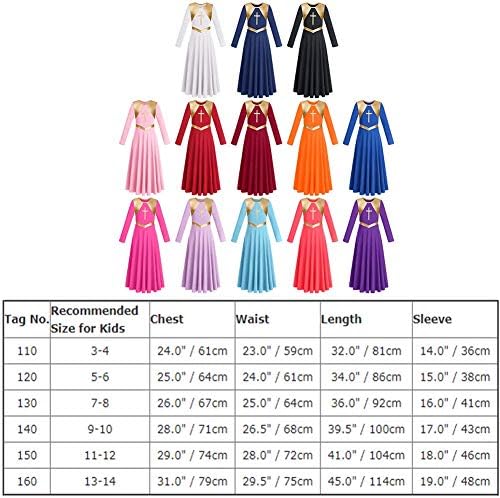 MENINAS METALIC METALIC Cross Liturgical Dance Dress Dress Loose Fit Fitan Lenging Costume de dança lírica para crianças