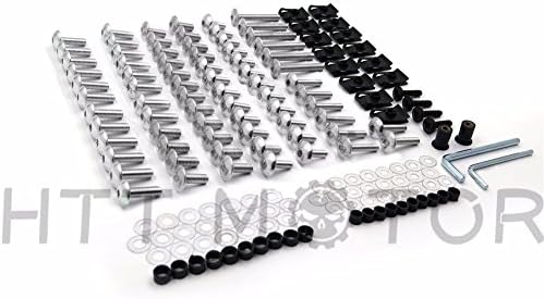 Httmt mt215-017b- kits completos de parafusos de carenagem compatíveis com Suzuki GSXR 750 00-03 GSXR 1000 01-02 Silver