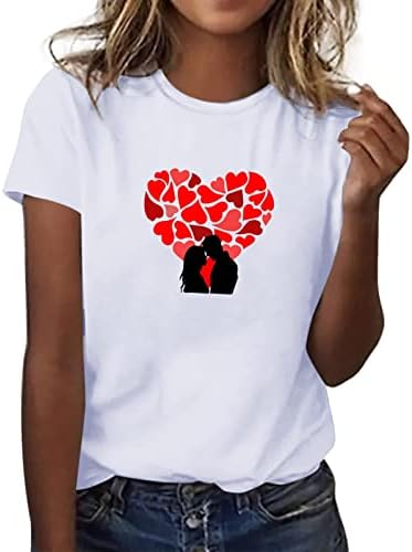 Casual Mulheres Mulheres Diário Amor Impressão o Pescoço Tamas Camiseta de Manga Curta Camiseta Impressa Lateral Late