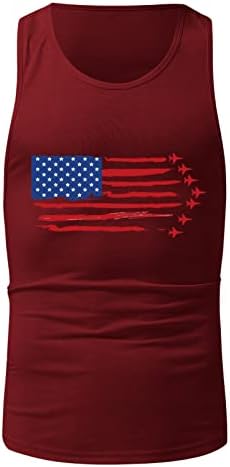 Jiabing masculino do dia da independência Tanque de verão Tampa respirável Grande tamanho casual Top Top Loose American Flag T-Shirt