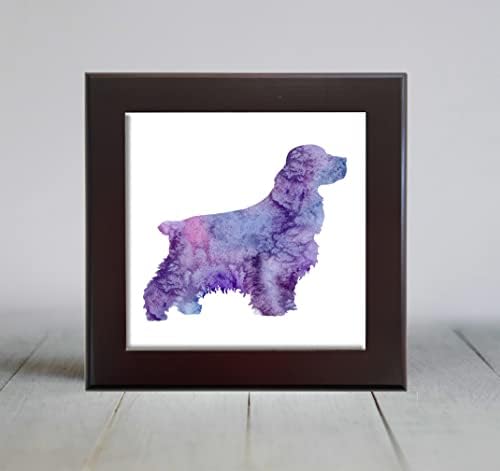 Purple Abstract Cocker Spaniel Dog Watercolor Art Tile Decorativo