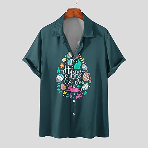 Feliz Páscoa Havaiana Camisetas de lapela para homens Botton de manga curta camisetas da praia Top Pullover casual e casual solto