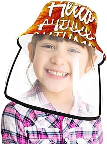 Chapéu de proteção para adultos com escudo facial, chapéu de pescador anti -sol, olá folha de bordo de outono