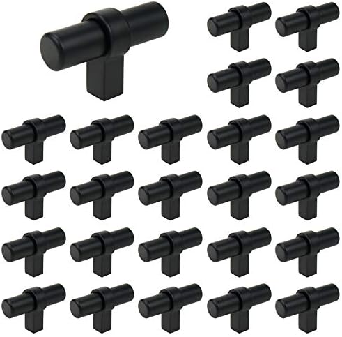 LC Lictop 52mm Manidade de barra de gabinete Pull Pull Knob Matte Aço inoxidável preto com liga de zinco T Tipo de orifício